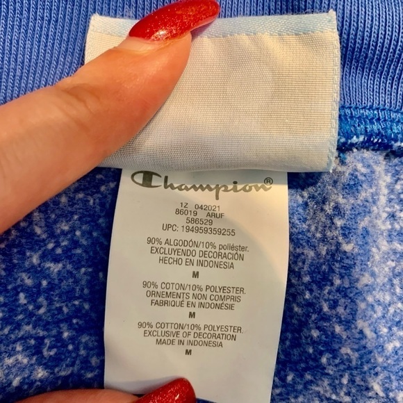 NEW Champion Shorts Medium Blue Cut-Off Style Sweatshorts Elastic Waist Pockets - Picture 7 of 11